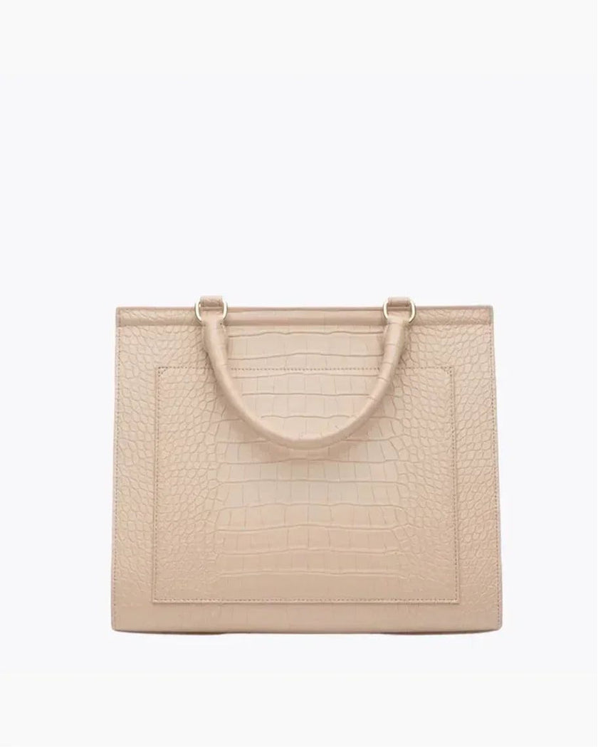 Large, Insulated, Chic Lunchbox, Cream Croc