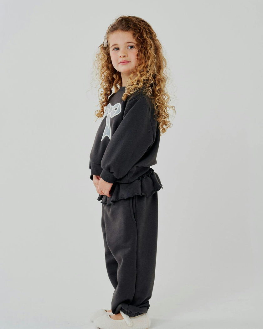Lace Bow Sweatshirt Set