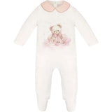 Soeli Teddy Bear Velour Footie, White