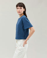 Womens Relaxed Crop Tee - Pigment Dye Jersey - Moonlit Ocean