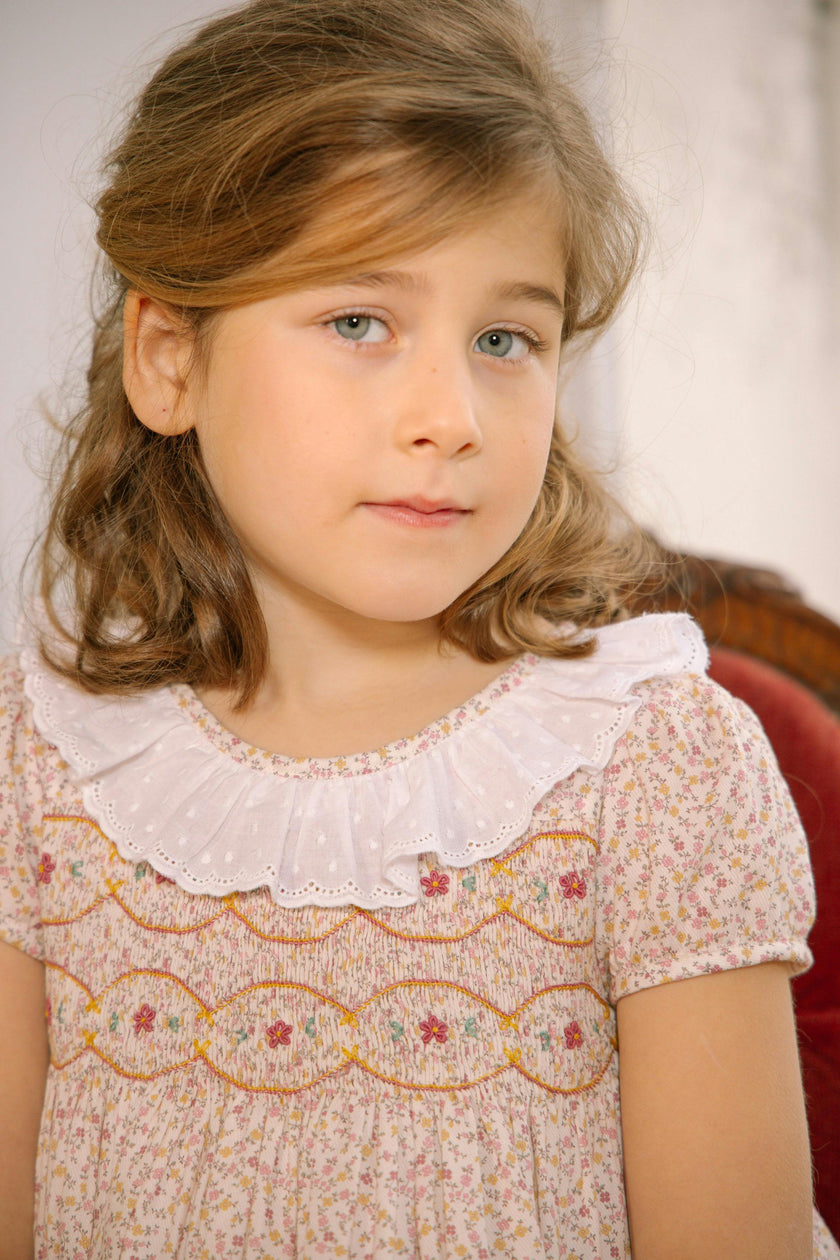 Isadora Short Sleeve Floral Smocked Dress