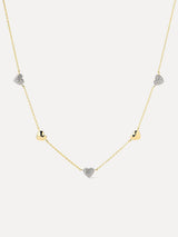 Heart Necklace - Lev Mini Pave Station Necklace