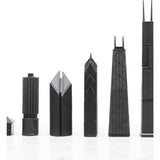 Chess Set Stainless Steel CHICAGO with Wood Map Board