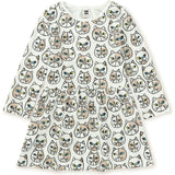 Crew Neck Long Sleeve Gathered Skirt Dress, Multi