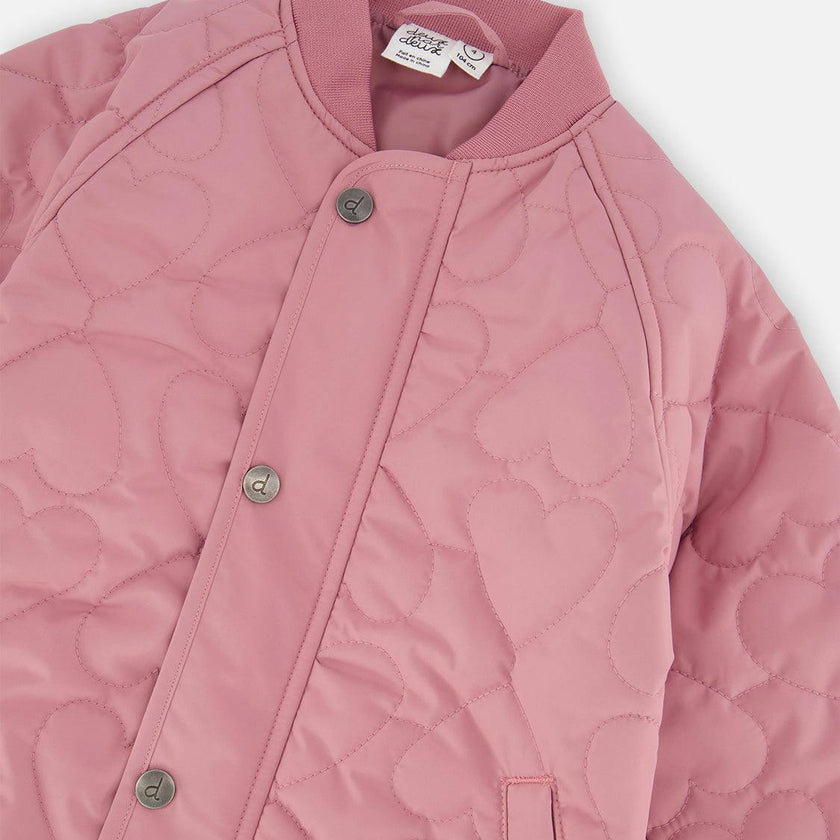Quilted Raglan Sleeve Jacket Mauve Pink