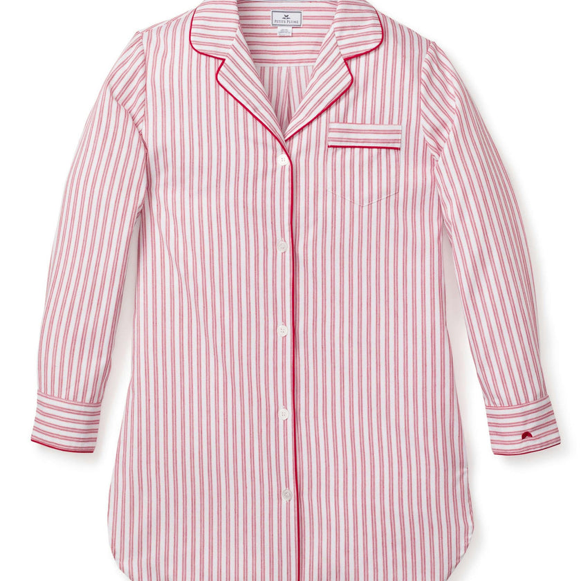 Women's Nightshirt in Antique Red Ticking