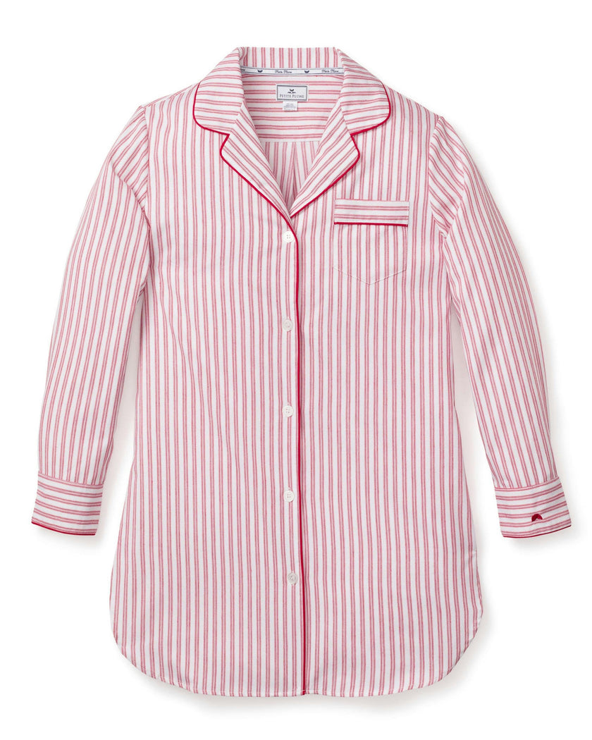 Women's Nightshirt in Antique Red Ticking