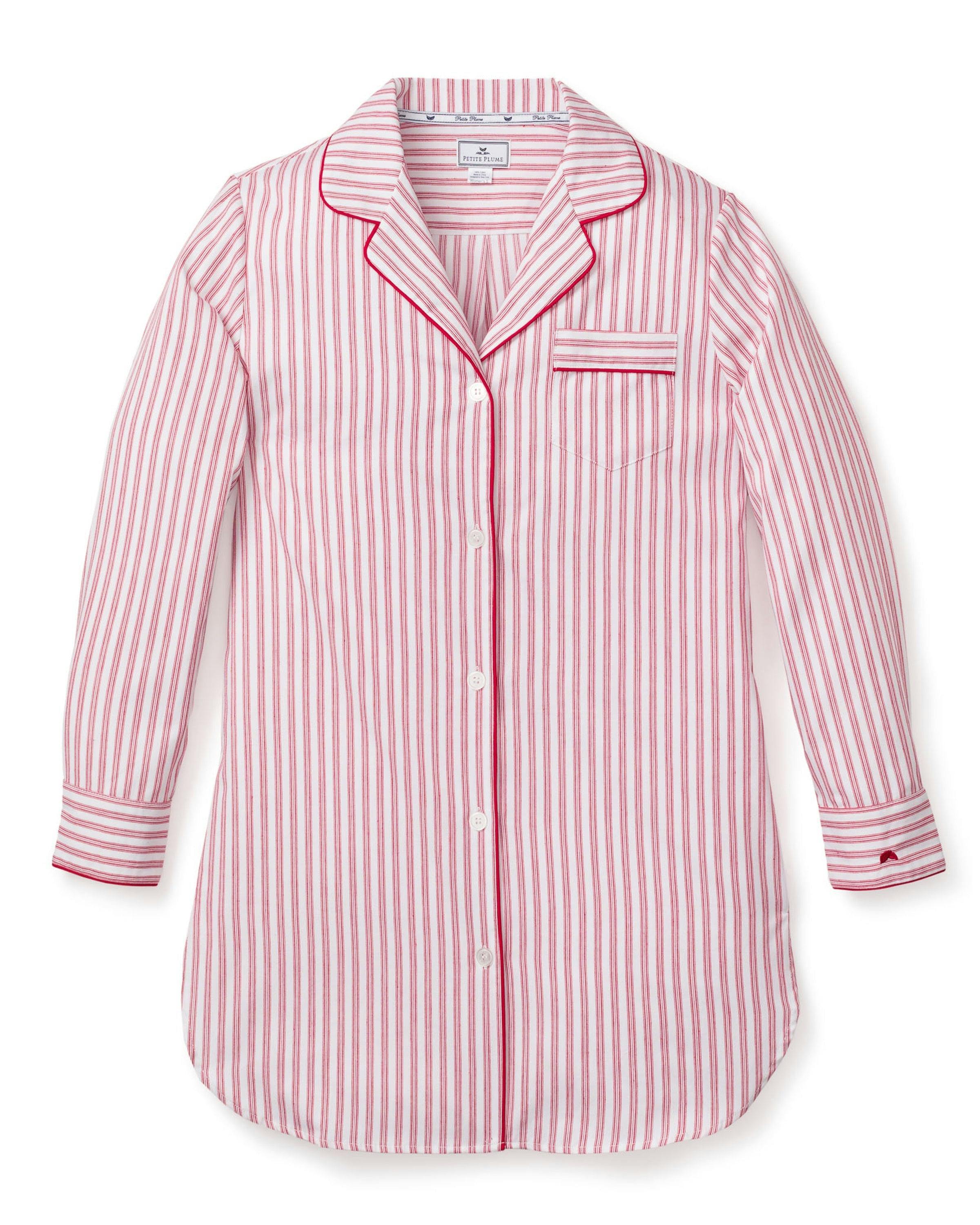 Women's Nightshirt in Antique Red Ticking