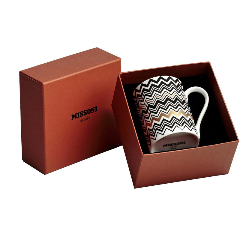 Mug Cup ZIG ZAG in Luxury Box Gold diam. 3", H 3.9", cap. 12.5 oz