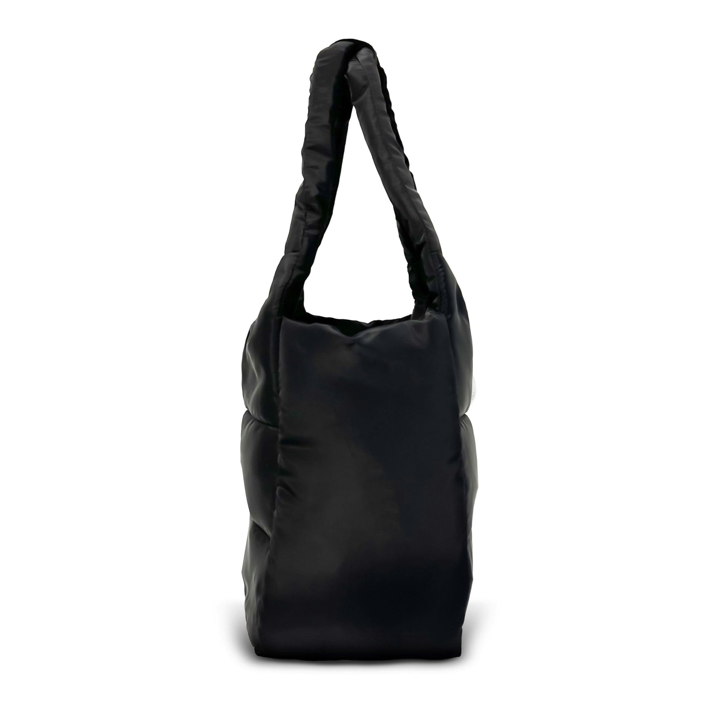 The Astra Puffy Tote with Removable Crossbody Strap in Black