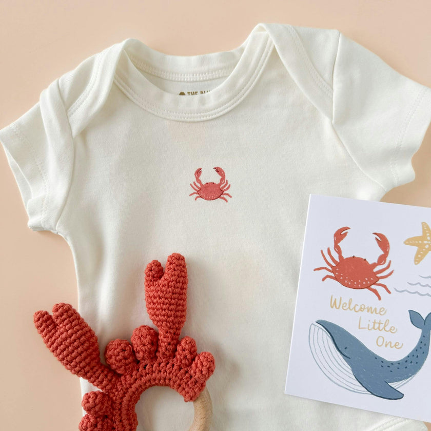 Onesie Teether and Card Gift Set - Crab