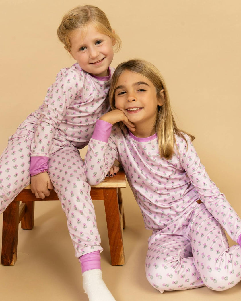 Kids Base Layer Set in Pink Marigold