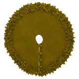 Hand Felted Wool Overlapping Flowers Border Chartreuse XL Christmas Tree Skirt 64" Arcadia Home