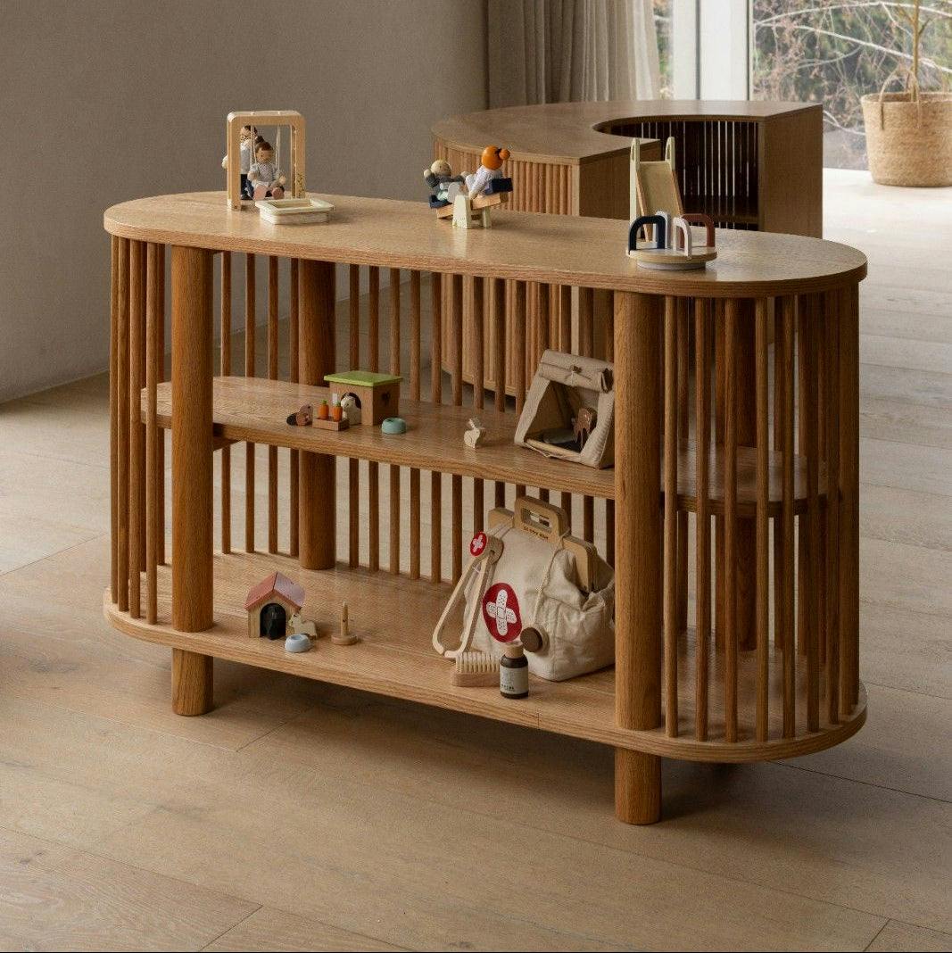 Oak Two Tiered Fluted Shelf