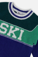 Sweater With Ski Jacquard Dark Blue And Dark Green