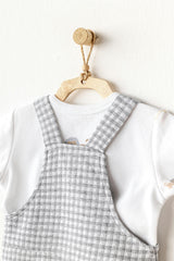 Grey Little King Gingham Jumpsuit Set