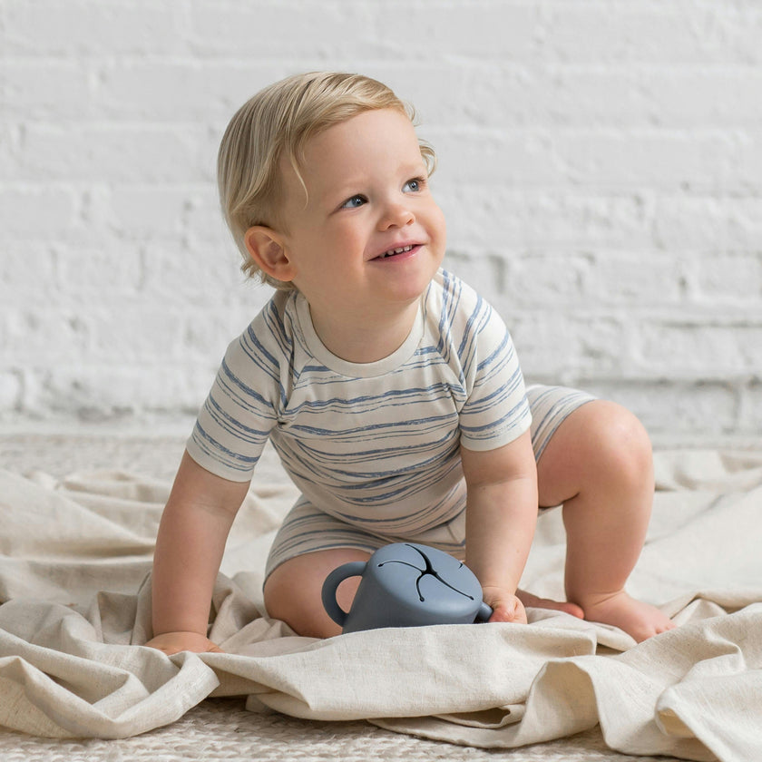 2-Piece Short Sleeve Jammie Set Wave Stripe / Rain