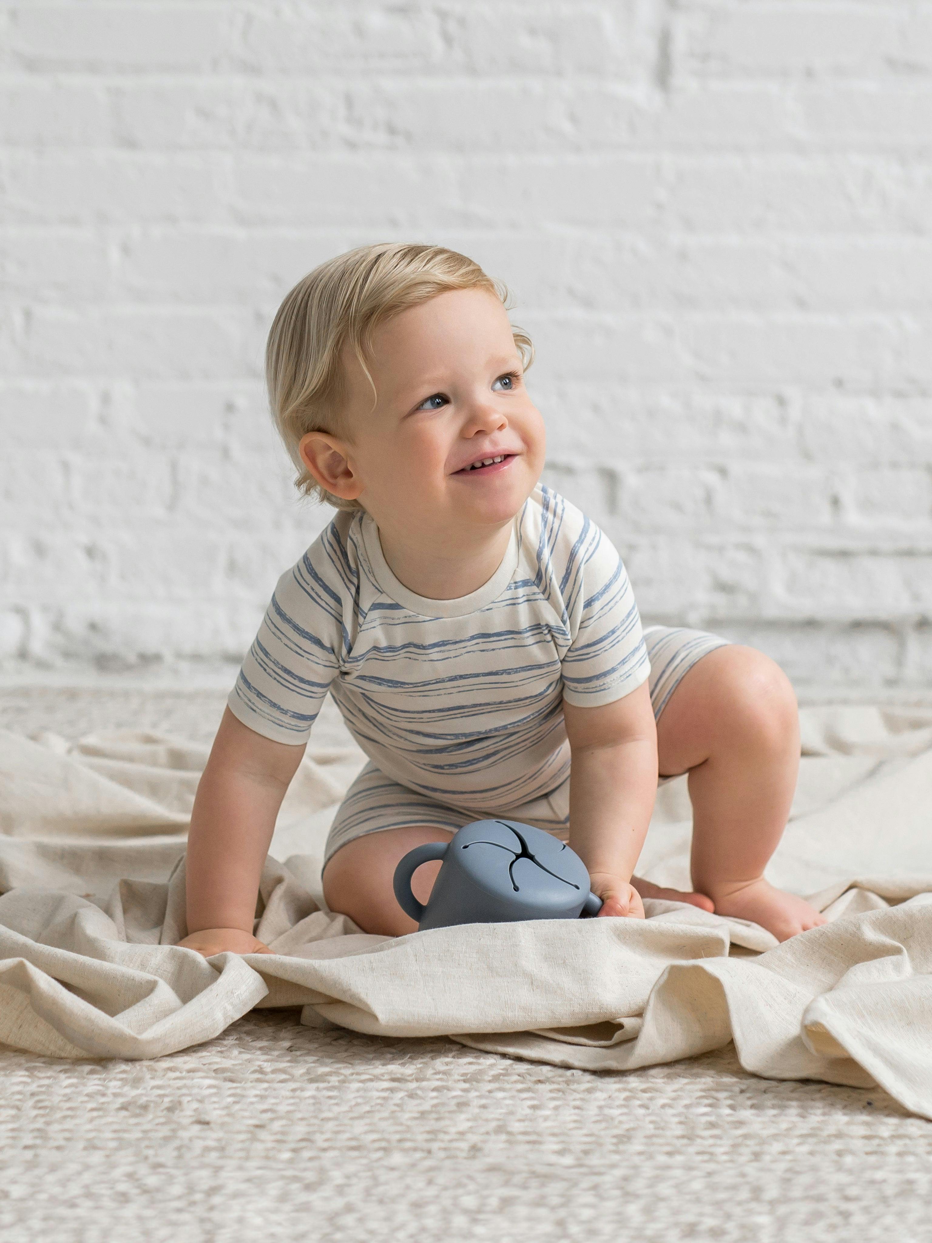 2-Piece Short Sleeve Jammie Set Wave Stripe / Rain