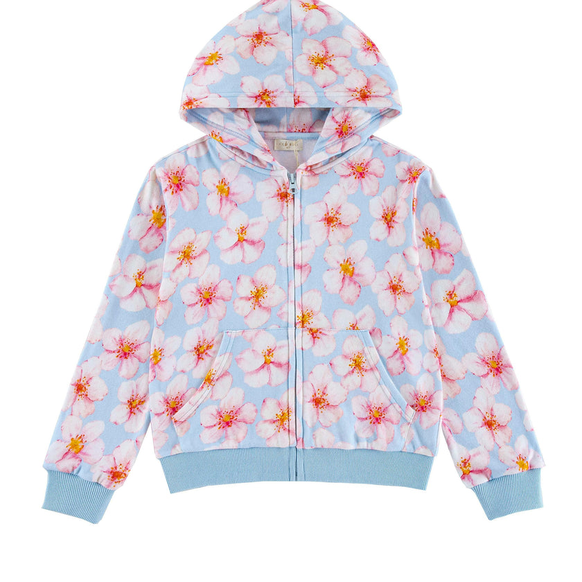 Soft Fleece Zip-up Hoodie, Hibiscus