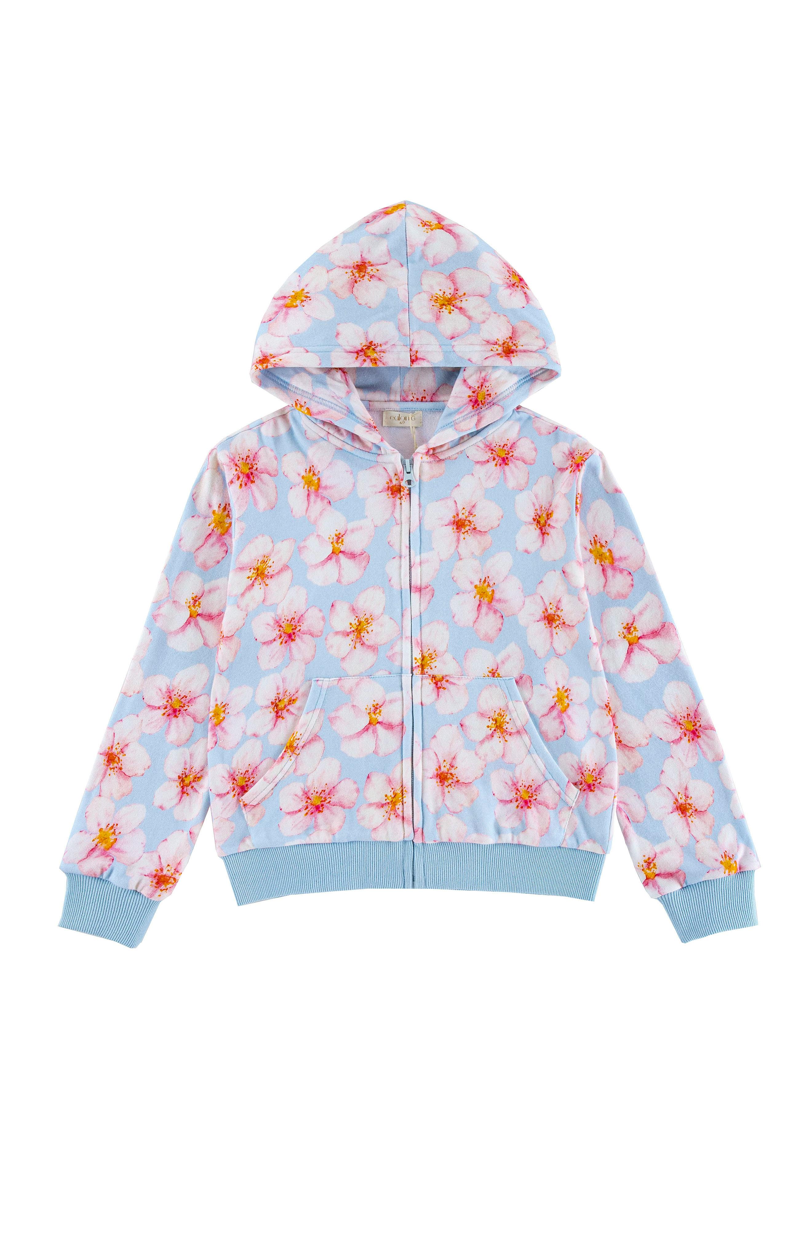 Soft Fleece Zip-up Hoodie, Hibiscus