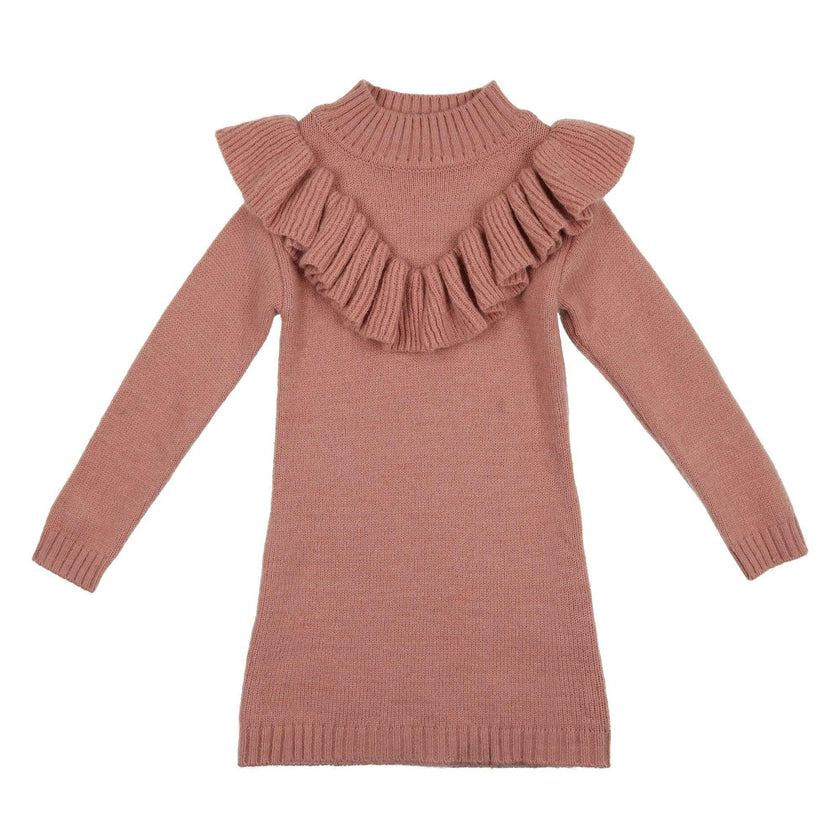 Ruffle Vneck Knit Dress