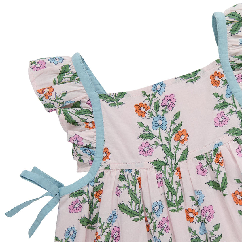 Baby Girls Ailee Dress Set - Pink Dewdrop Block Print