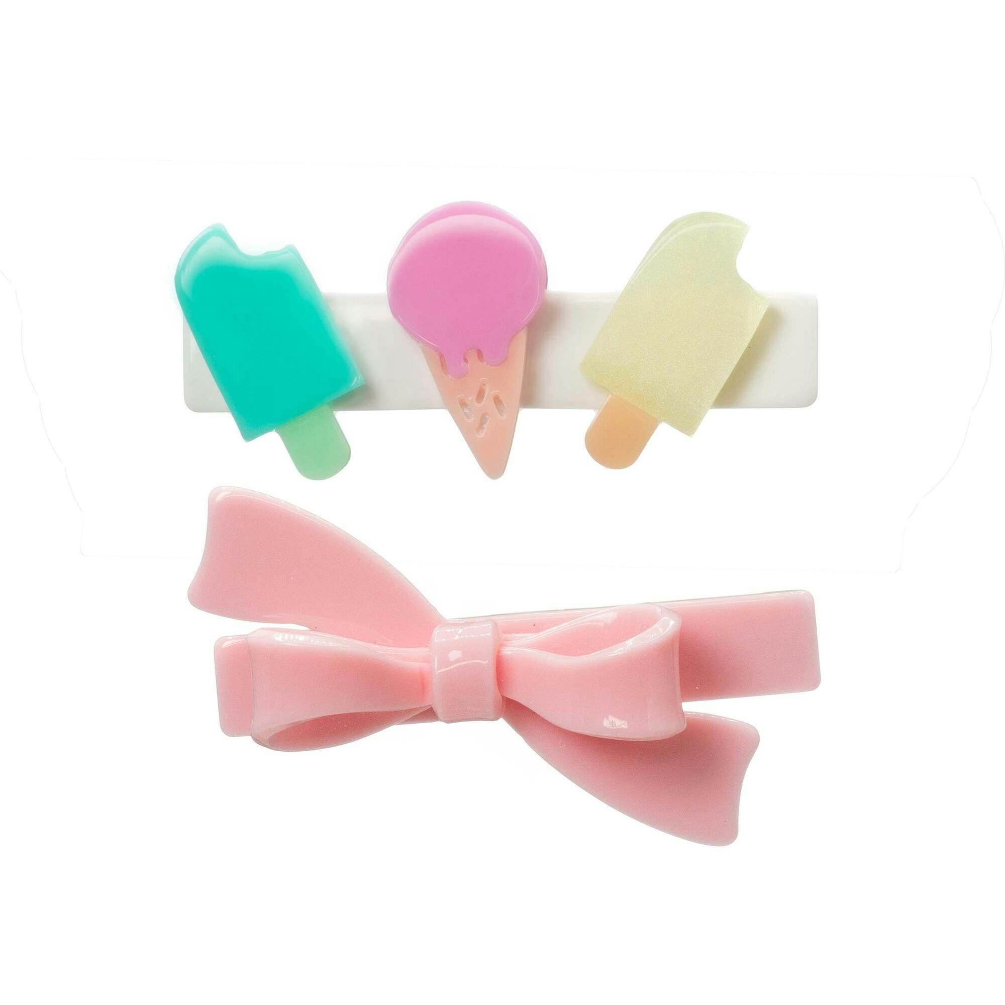 Ice Cream Popsicle Pastel Pink Bow Hair Clips -SUM