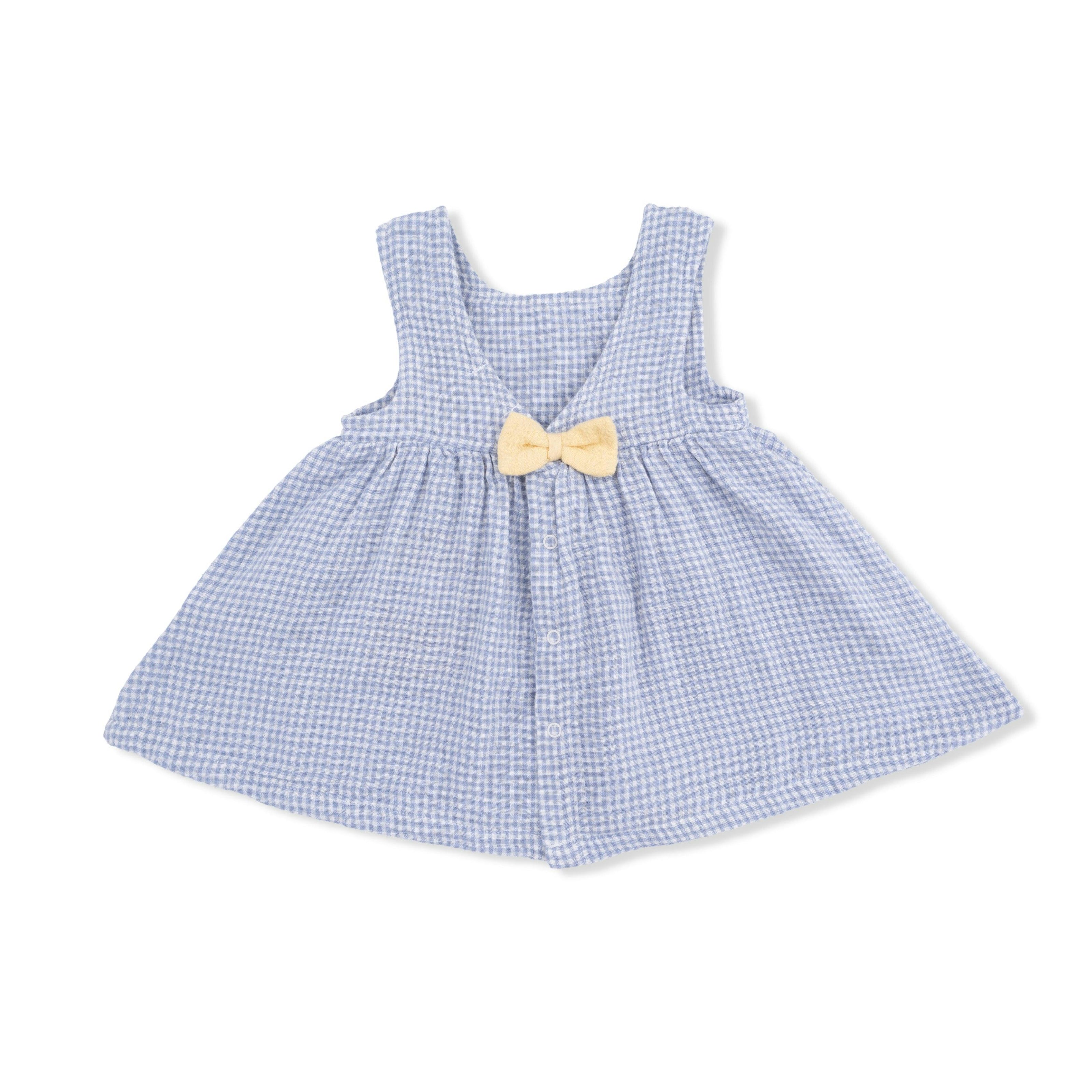 Micro Gingham Blue Blizzard - Infant Dress with Bow and Bloomer