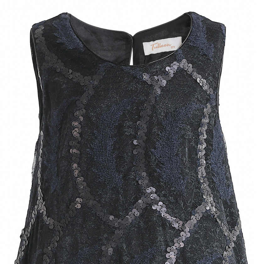 Black Fiora Ruffle Sequin Dress