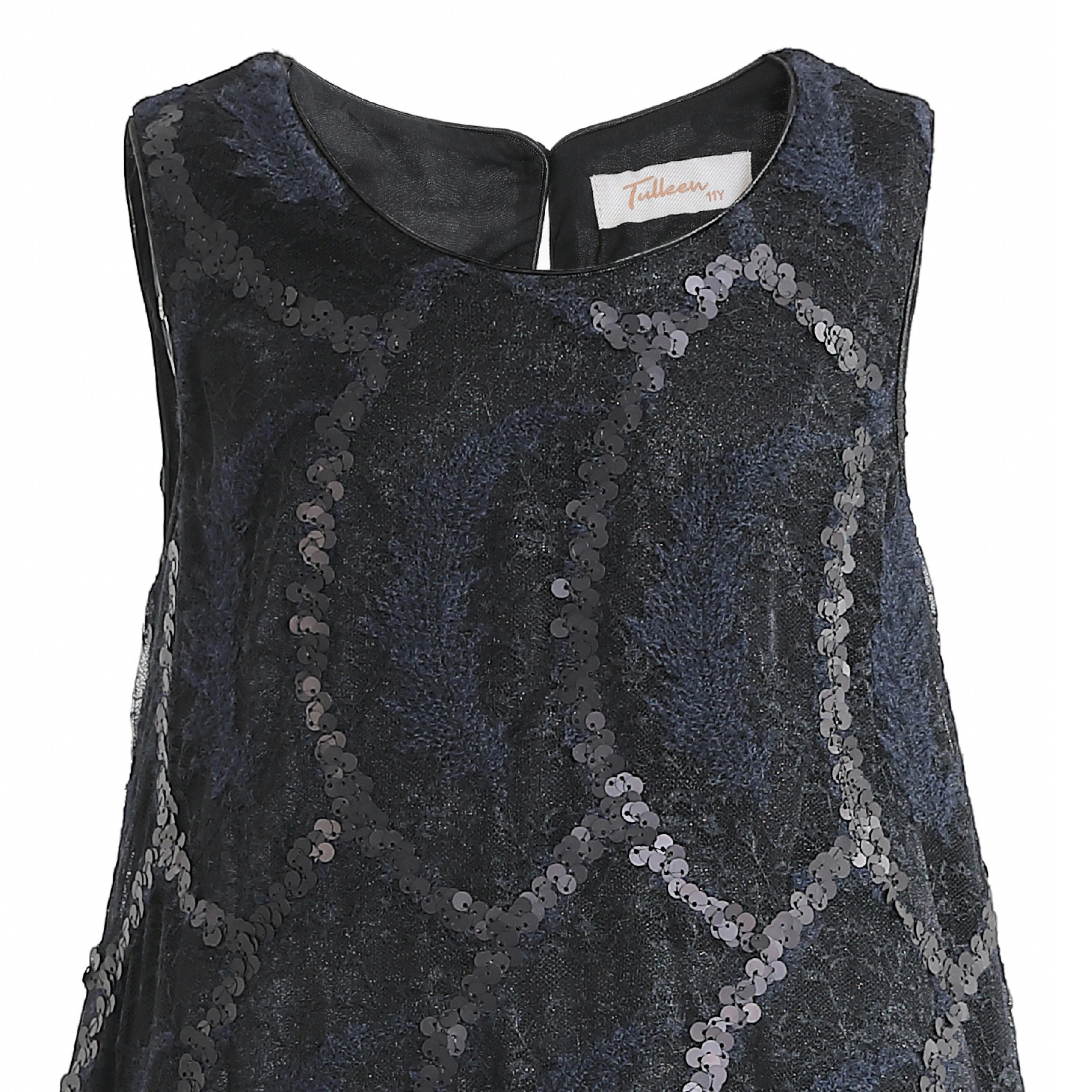 Black Fiora Ruffle Sequin Dress