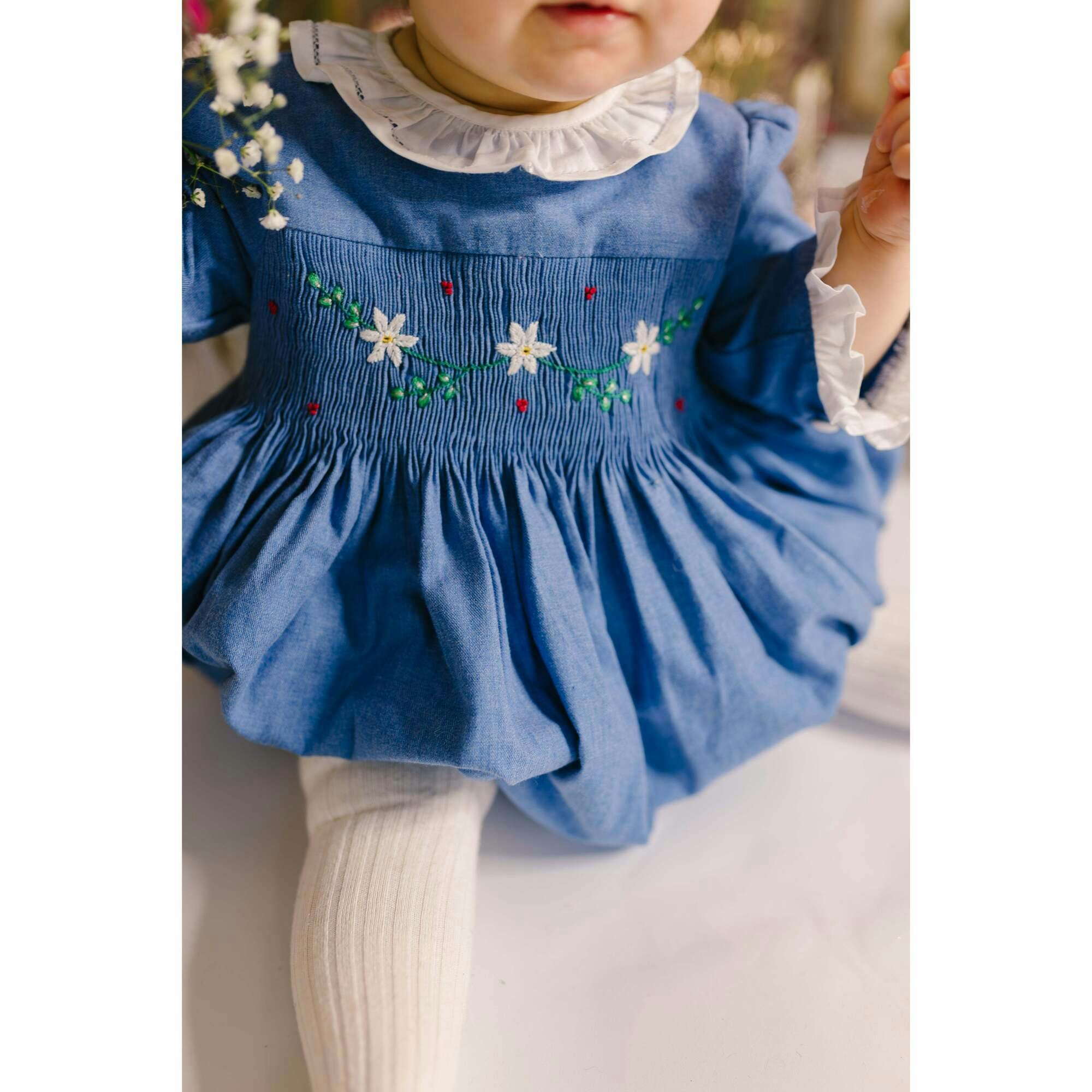 Heidi Grey Long Sleeve Smocked Bubble