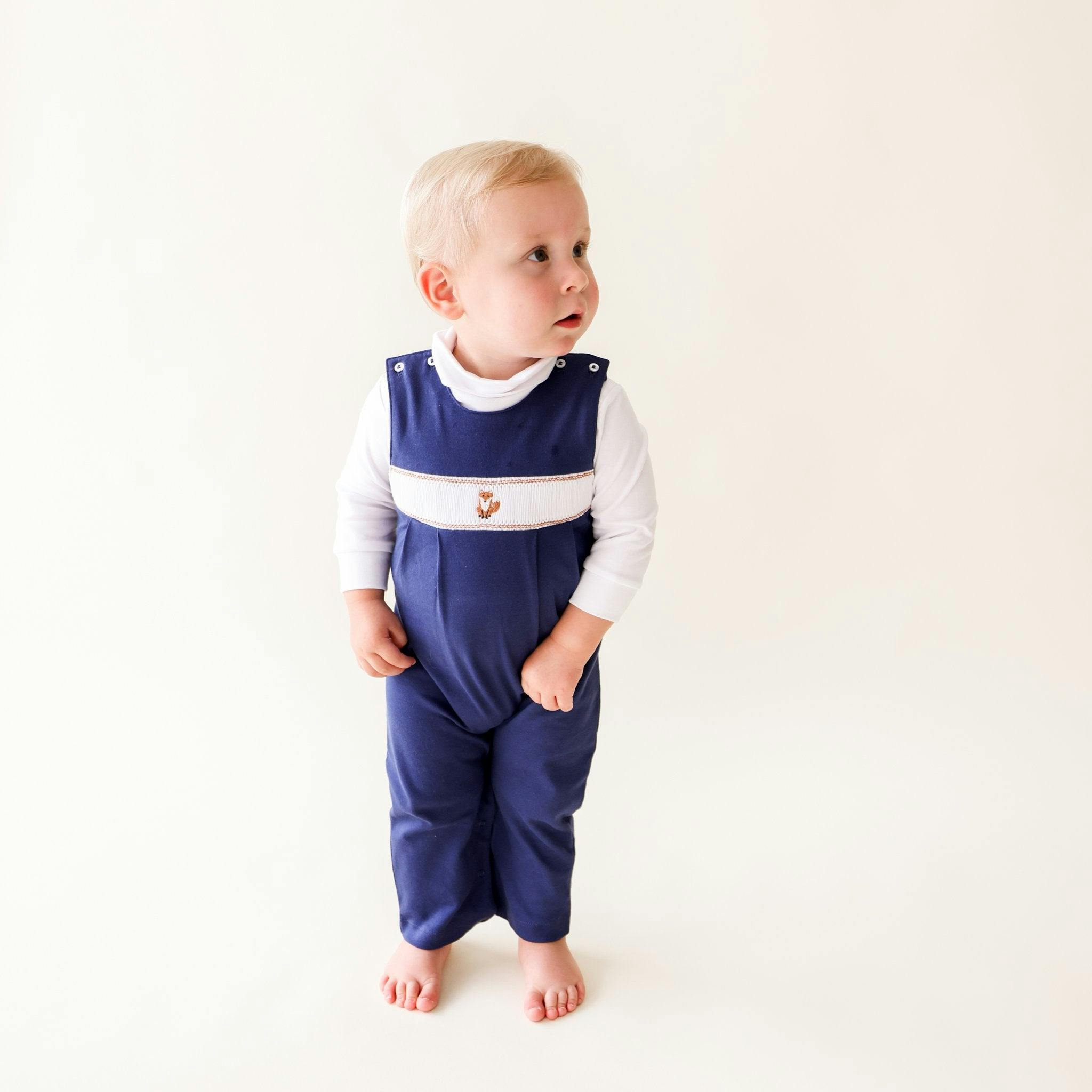 Navy Smocked Romper