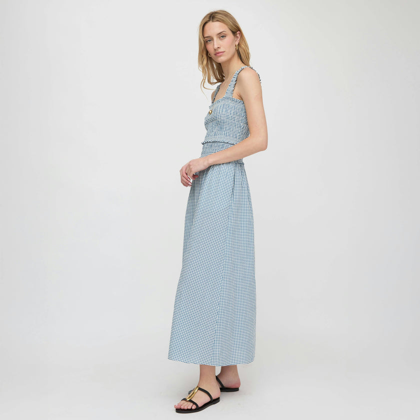 The Azalea Maxi Nap Dress - Lagoon Gingham