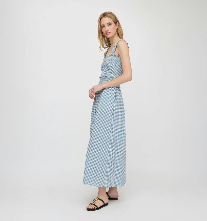 The Azalea Maxi Nap Dress - Lagoon Gingham