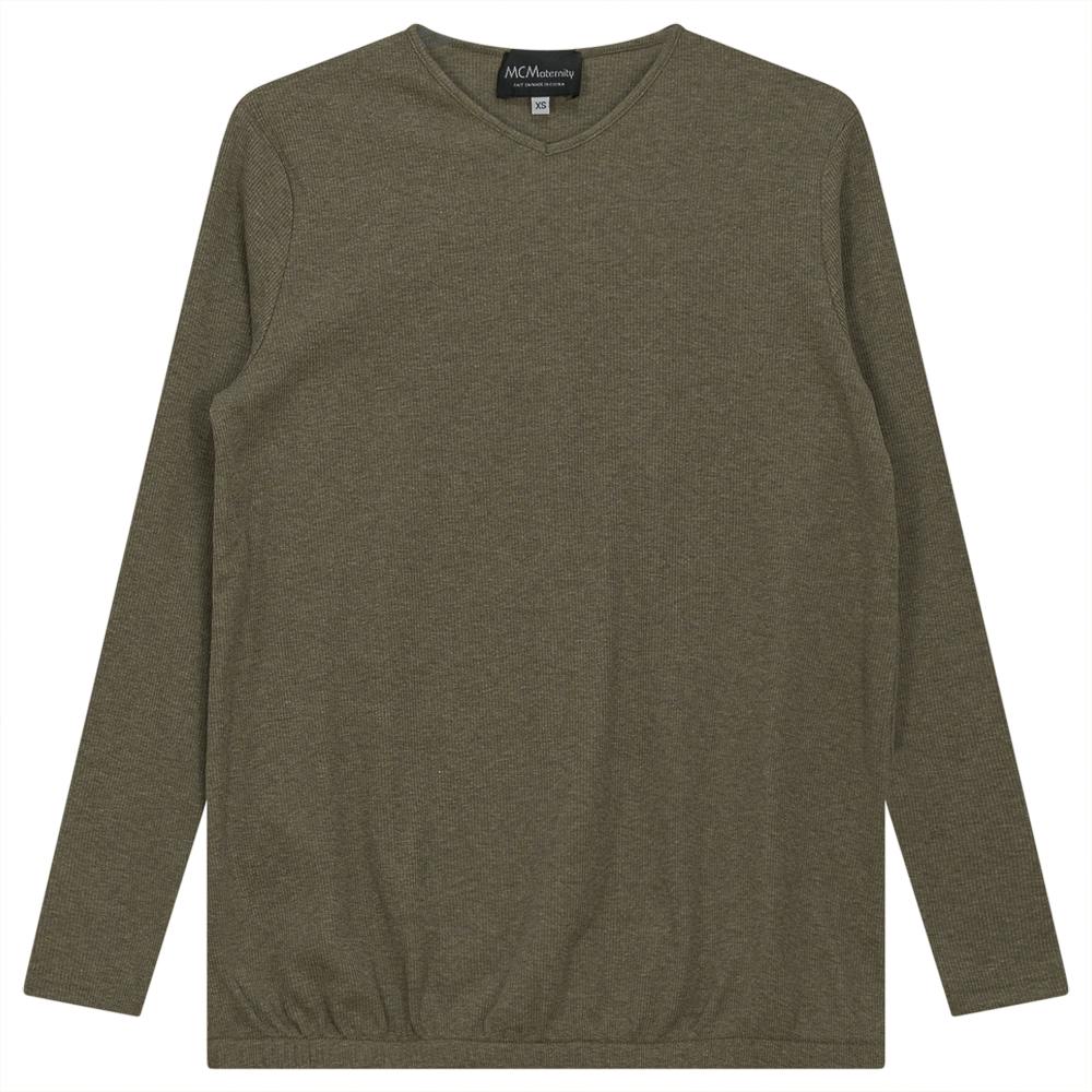 Ribbed Maternty V-Neck Bubble Top