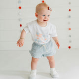 Patriotic Watercolor Short Sleeve Romper - White