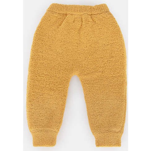 Fuzzy Drawstring Waist Ribbed Cuff Joggers