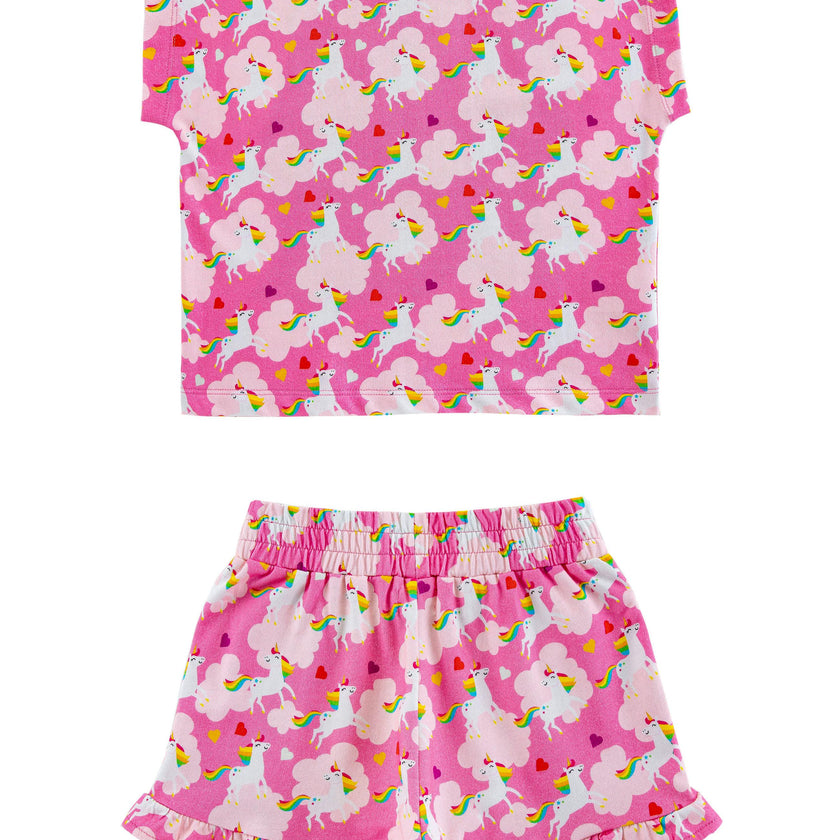 Light Weight French Terry Lounge Set Girls, Dancing Unicorn