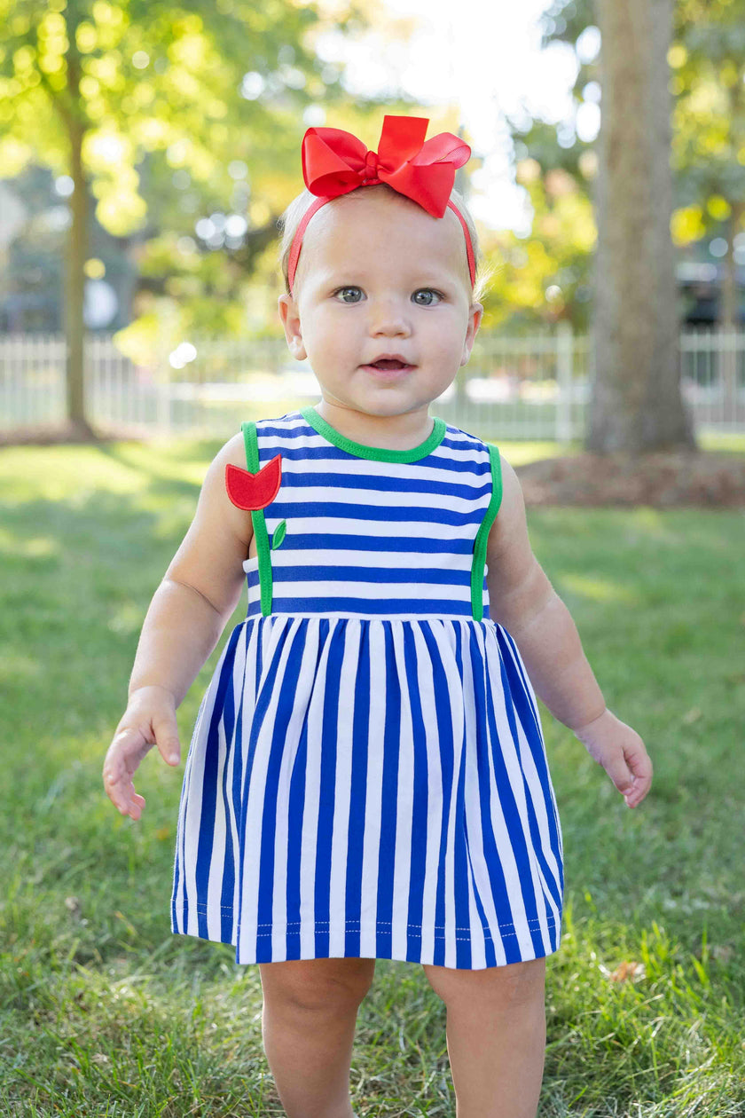 Stripe Knit Romper With Tulip