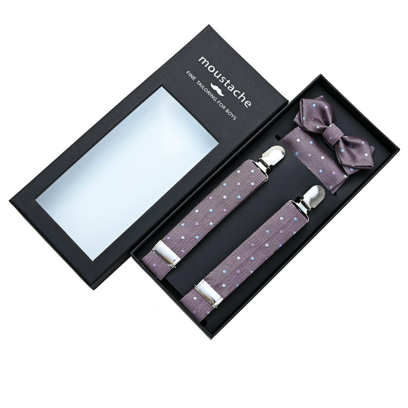 Purple Dotted Suspenders Set