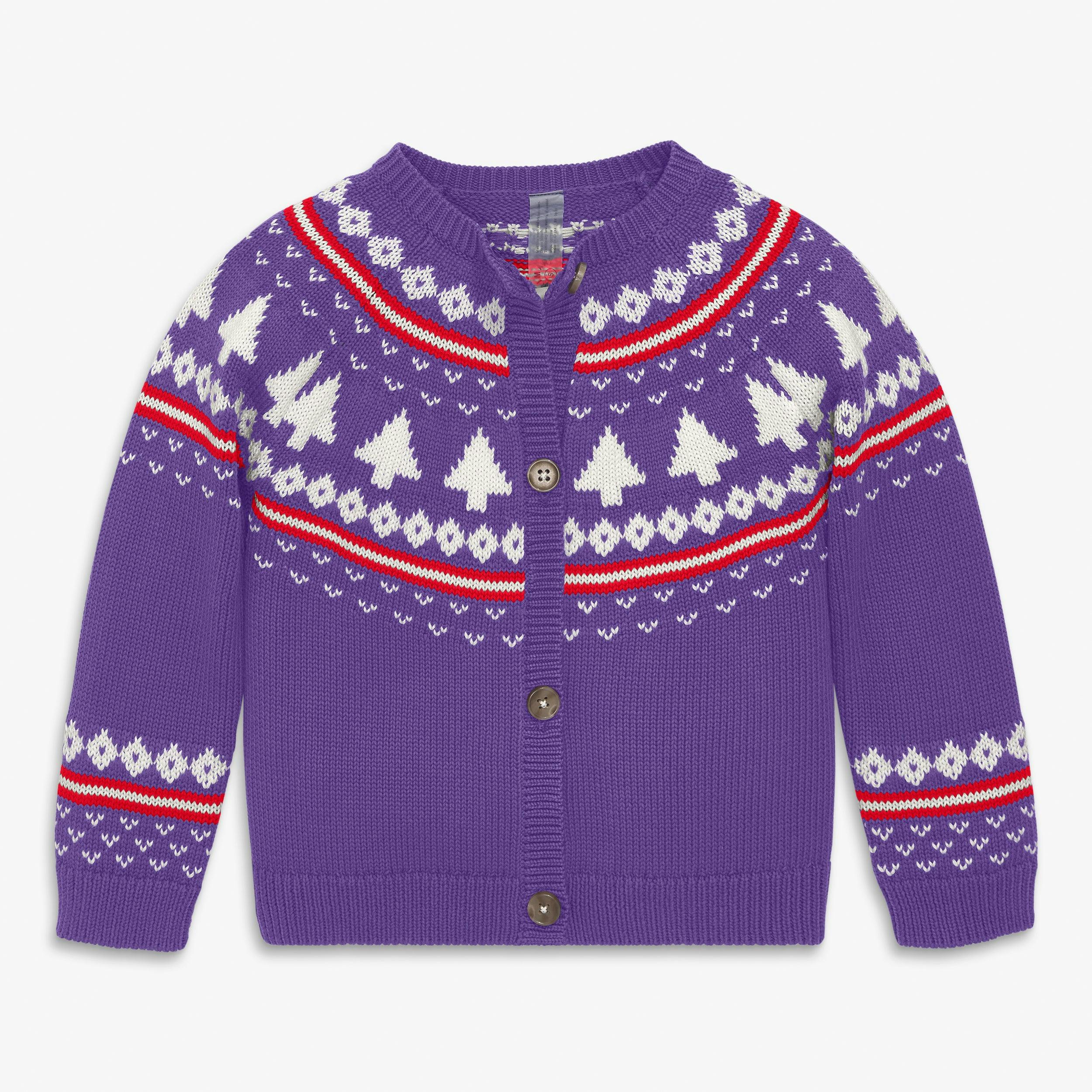 Kids cardigan in fair isle trees