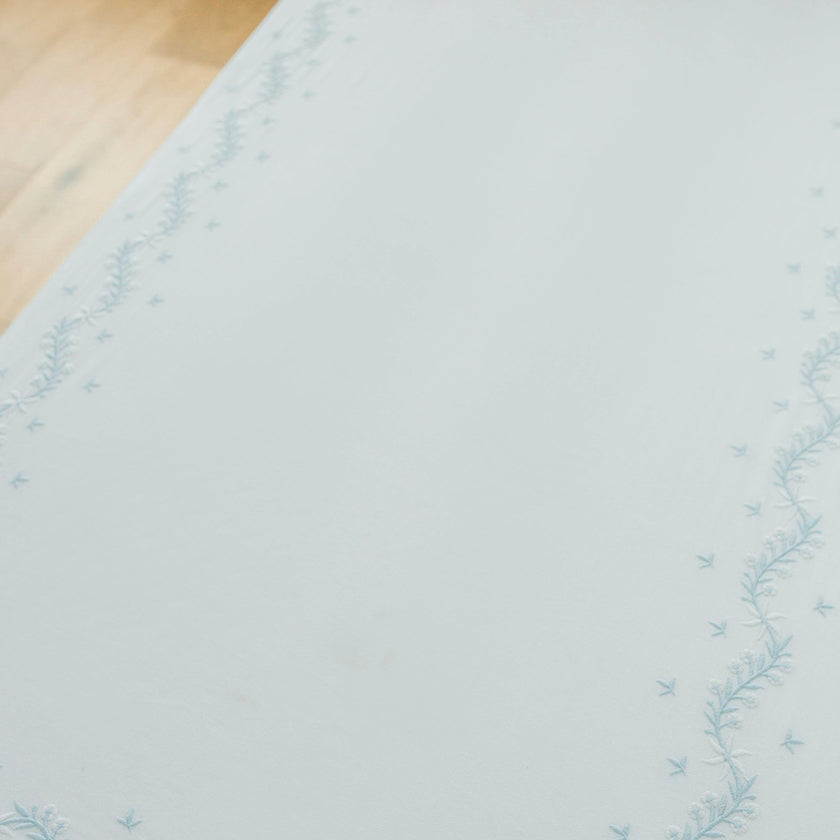 Embroidered Crib Sheet - Sky