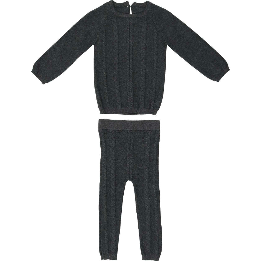 Cable Knit Long Sleeve Sweater & Pant 2-Piece Set