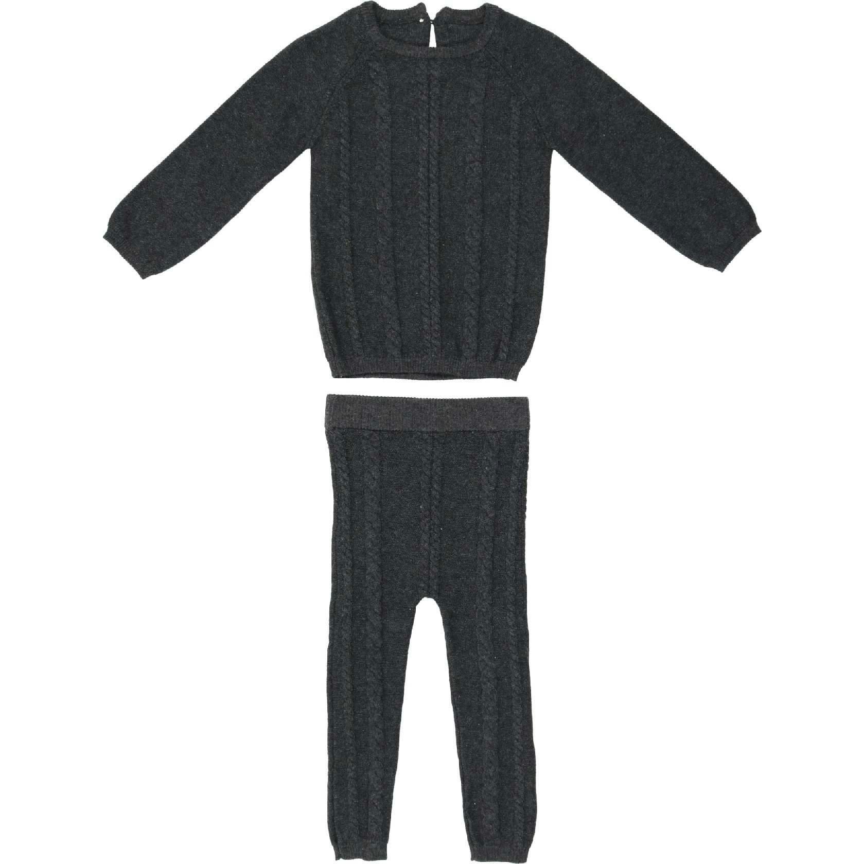 Cable Knit Long Sleeve Sweater & Pant 2-Piece Set
