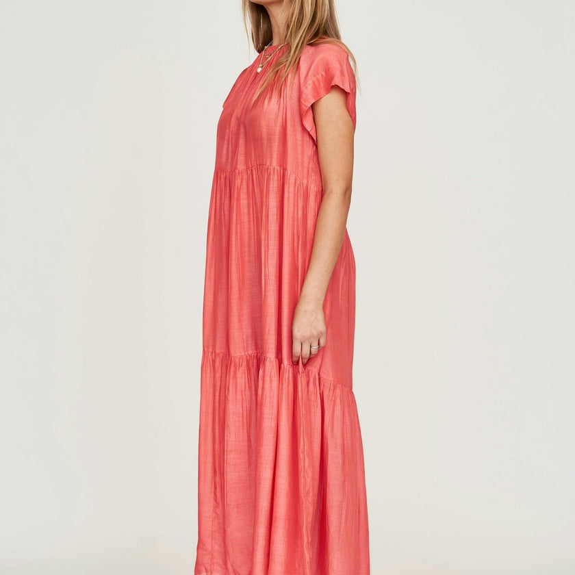 Vienna Maxi Dress in Coral