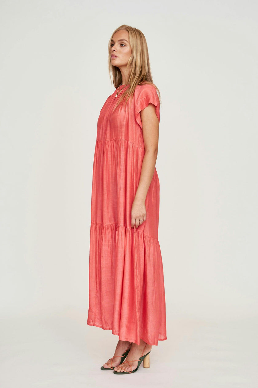 Vienna Maxi Dress in Coral