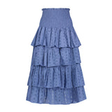 Karmin Womens Ruffle Skirt Ocean Blue Eyelet, Blue Eyelet