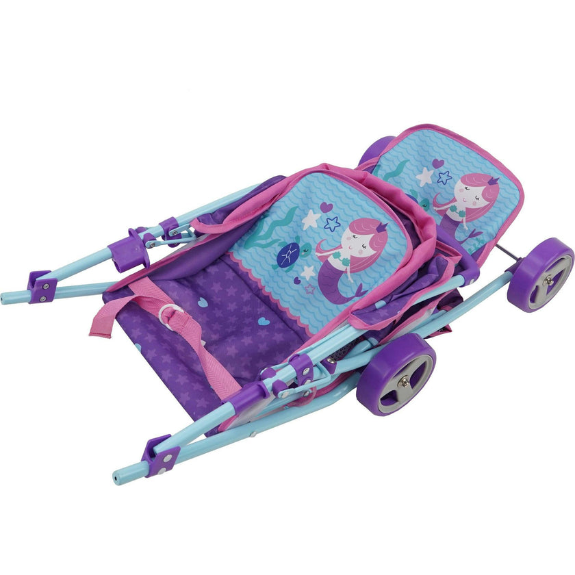 509 Mermaid Twin Doll Stroller - Purple & Teal
