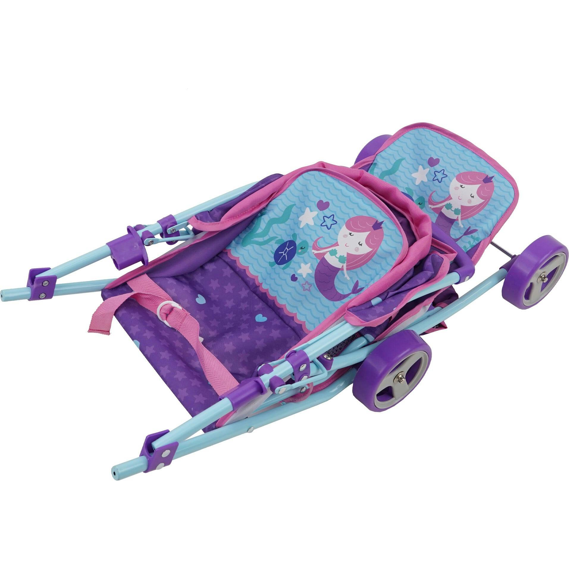 509 Mermaid Twin Doll Stroller - Purple & Teal