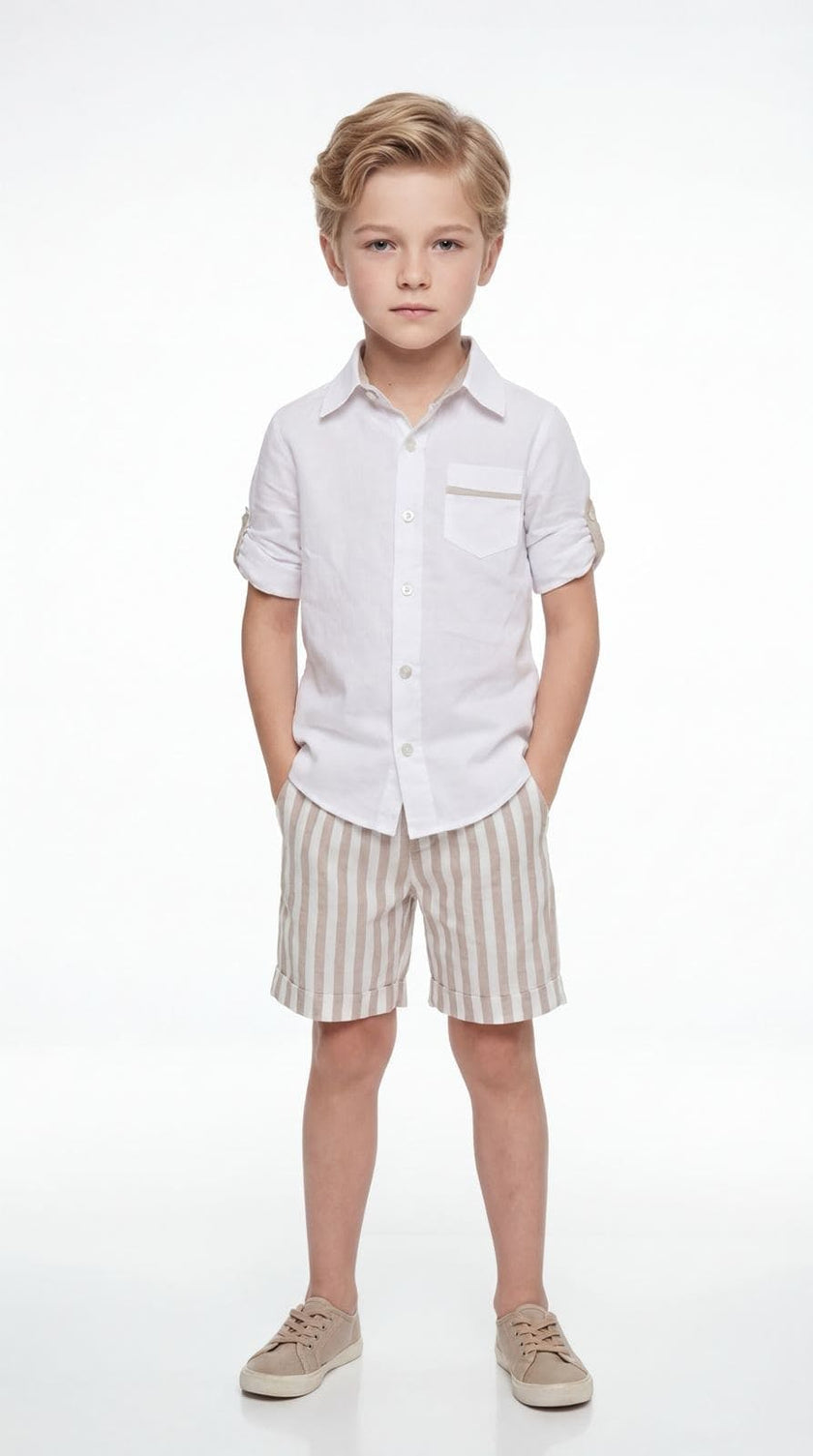 Ashton Striped Linen Shorts and Top Set